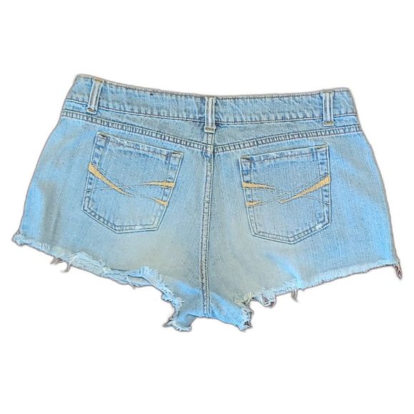 Aeropostale Denim Jean Short Shorts Distressed Worn Light Wash Mid Waist Rise 12 - Picture 3 of 16